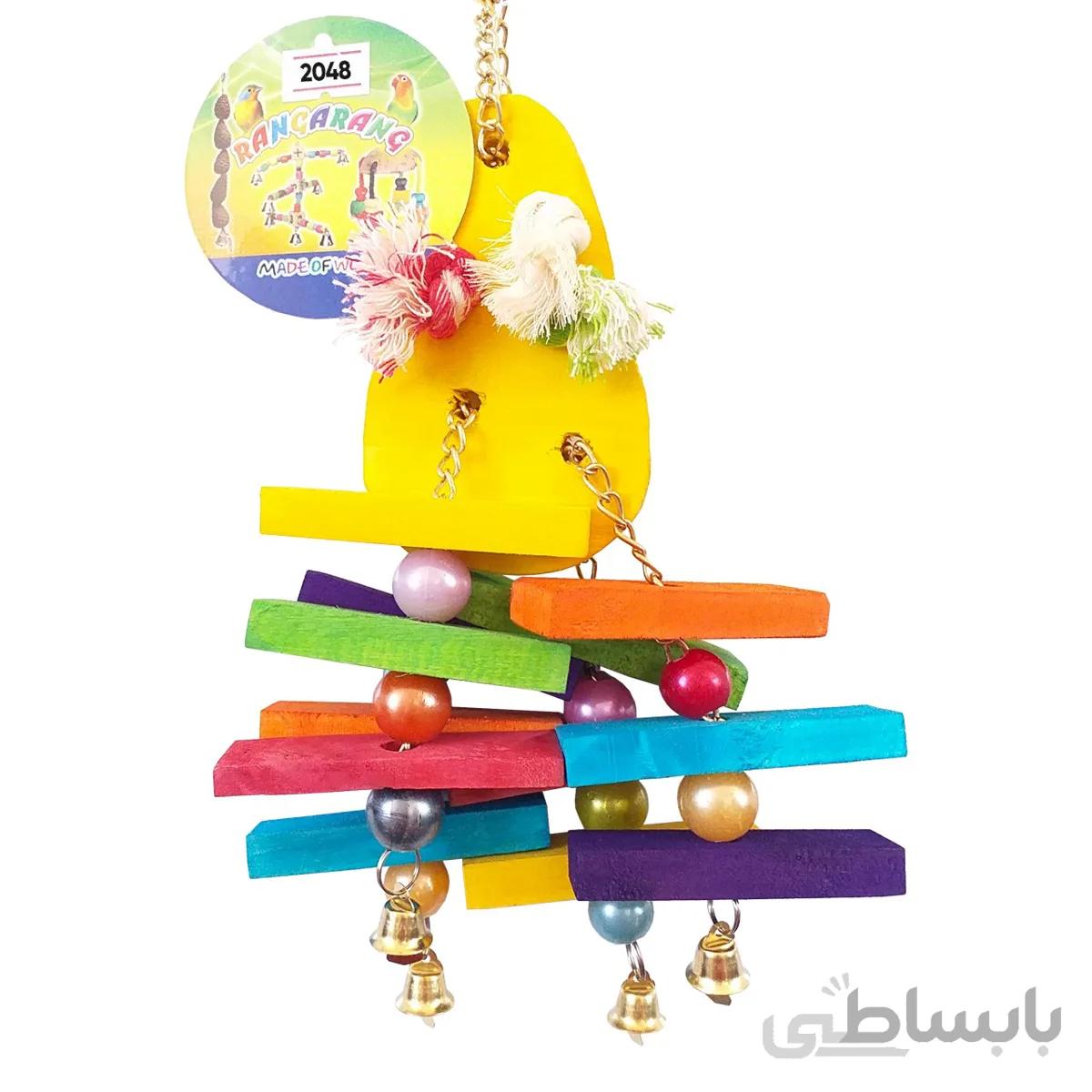 اسباب بازی جویدنی طوطی – اسباب بازی چوبی پرنده کد 2048