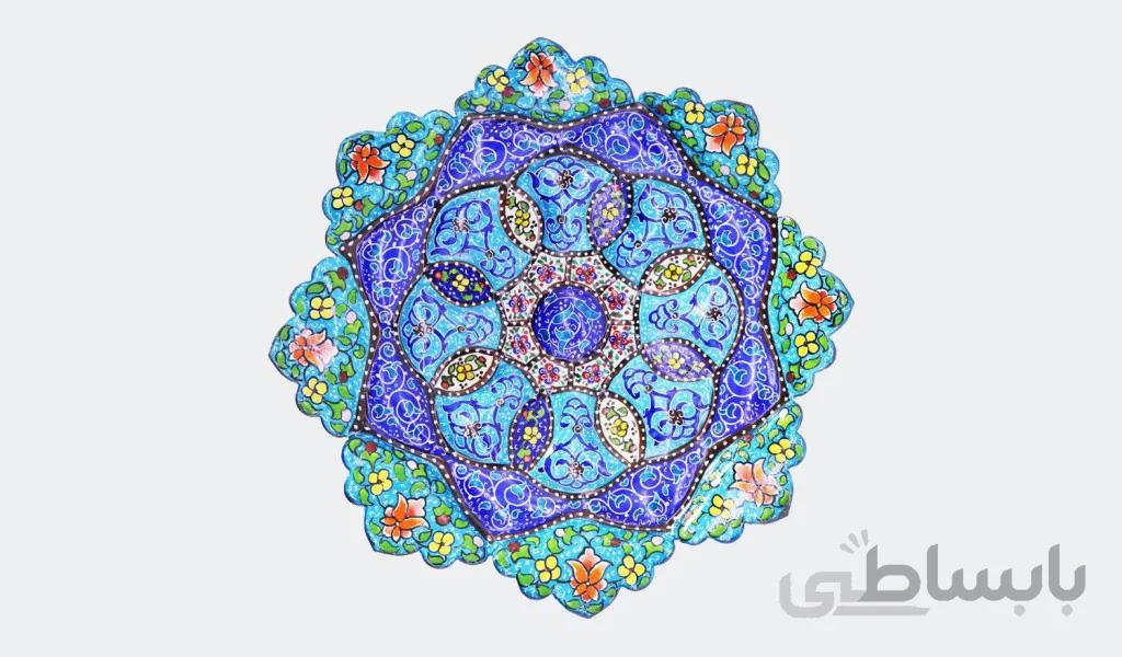بشقاب صاف ترکیبی مینای پرداز و اسلیمی ختایی