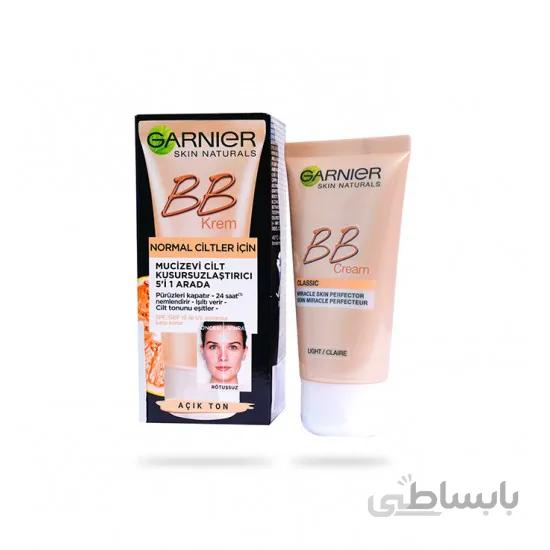 بی بی کرم 5 کاره گارنیه مناسب پوست های نرمال با توناژ روشن Garnier فرانسه حجم 50 میل