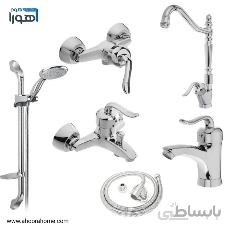 ست شیرآلات مدل قاصدک کروم +علم دوش یونیکا + شلنگ توالت
