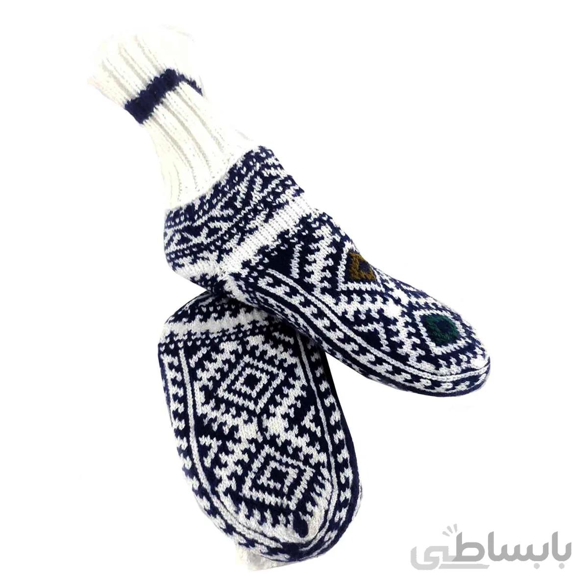 جوراب دست بافت کاموایی ساقدار کد 240 سایز 39-40