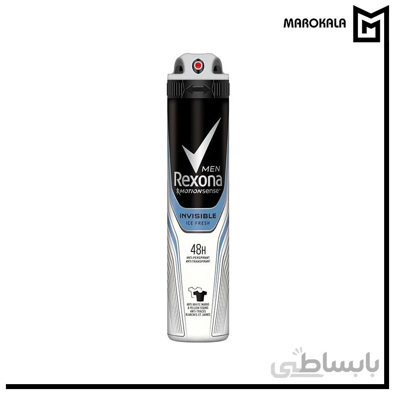 اسپری مردانه رکسونا مدل Invisible Ice fresh حجم 200 میل ا Invisible Ice Fresh Deodorant Spray For Men Rexona