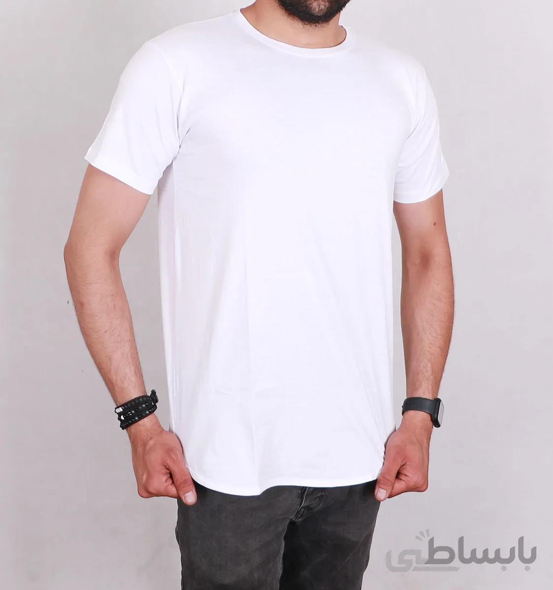 تیشرت یقه گرد مردانه لانگ سفید ساده مدل Zara Long