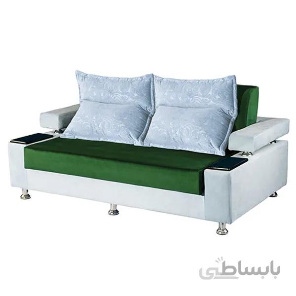 مبـل تختخـوابـشـو دو نفـره مدل هـارمـونـیـا - کرم تیره