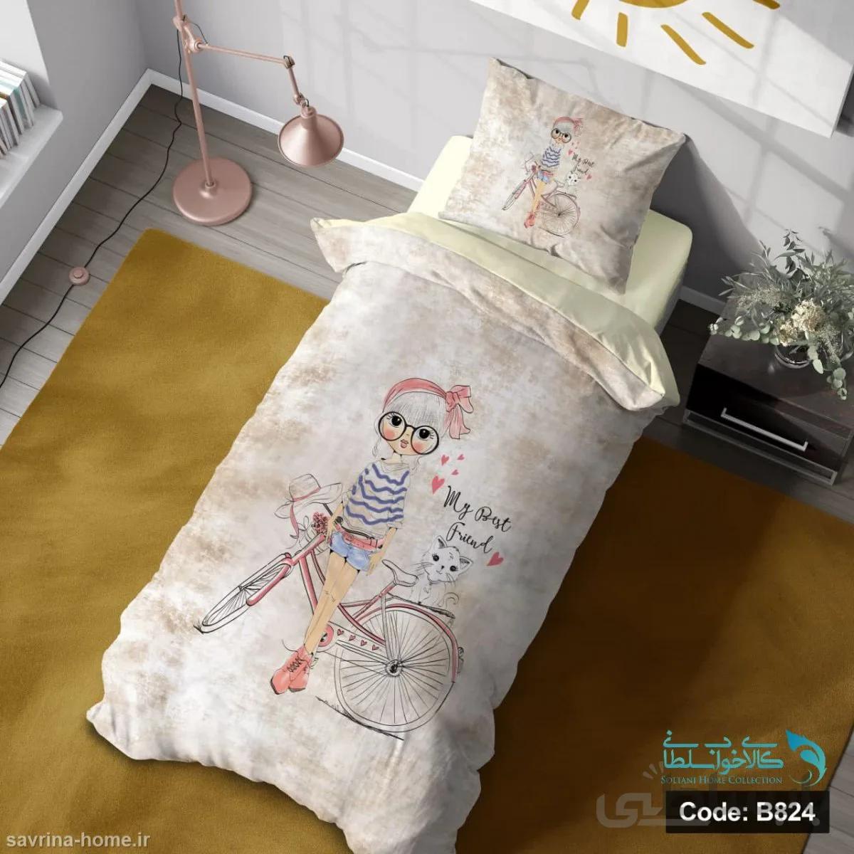 روتختی یک نفره سه بعدی طرح دوچرخه سوار کد B824 چهار تکه