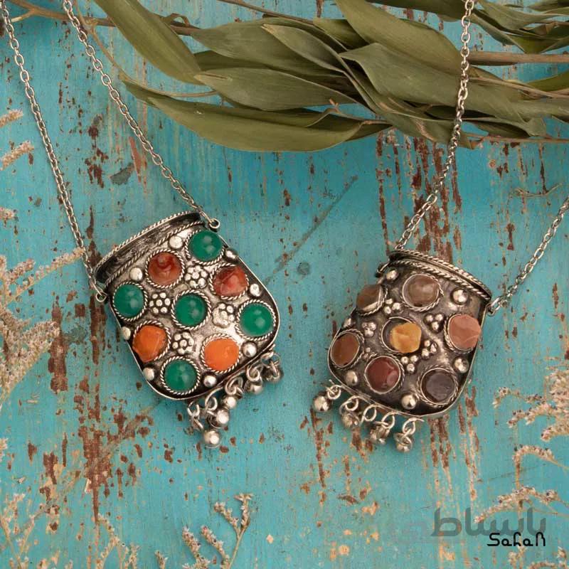 گردنبند جعبه ایی هندی سنگی دست ساز