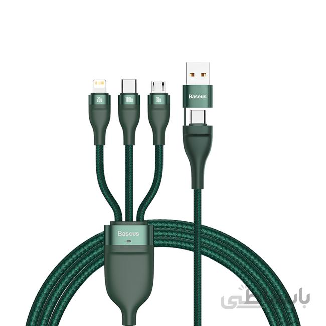 کابل شارژ سه سر Flash Series بیسوس Baseus Flash Series Two-for-three Fast Charging Data Cable U+C to M+L+C 100W