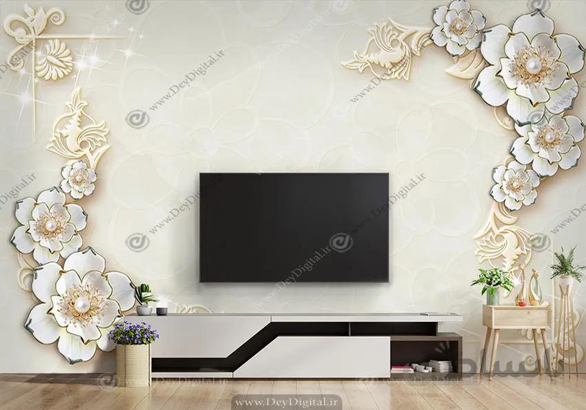 پوستر سه بعدی گل سه بعدی شیک برای پشت تی وی BA-4529