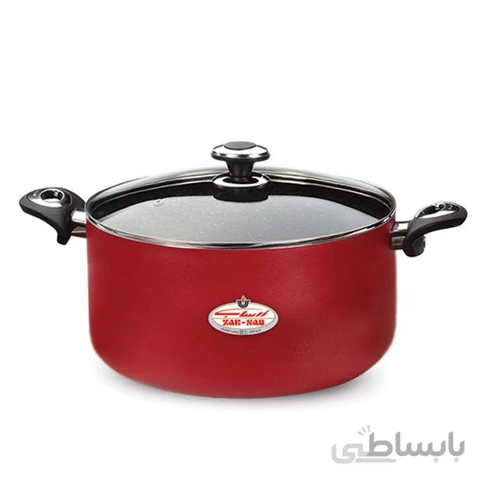 قابلمه سایز 26 گرانیتا زرشکی با درب شیشه ای زرساب کد GT-426R