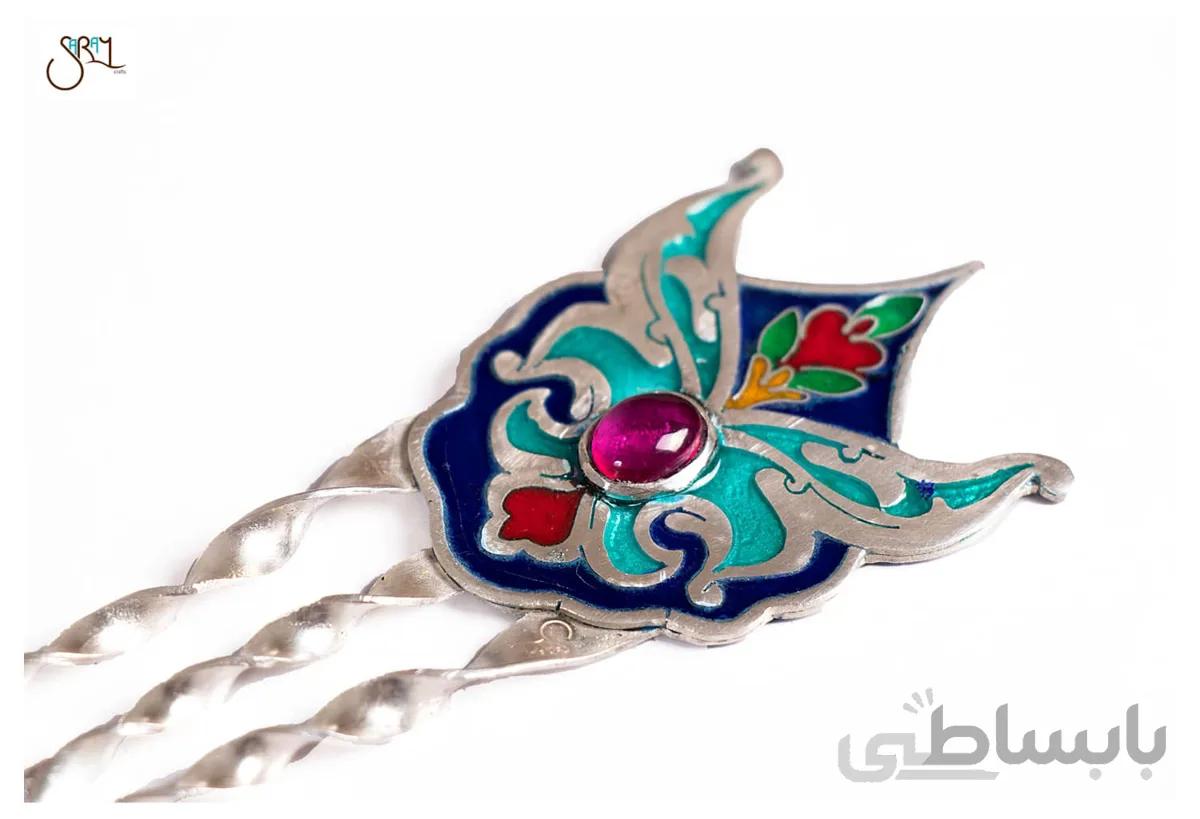 سنجاق سر نقره میناکاری مدل 0114