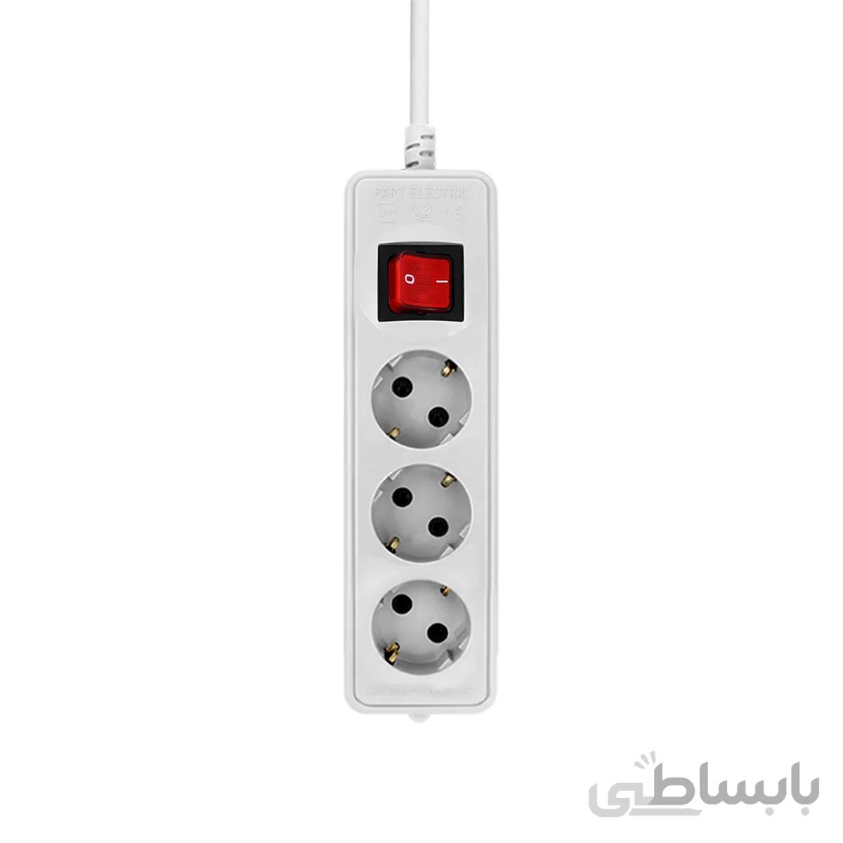 چند راهی برق کلید دار ارت دار 3 خانه 3 متری پارت الکتریک مدل Shahab