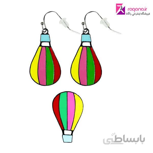 ست گوشواره و گل سینه طرح بالن کد RG-EP 108