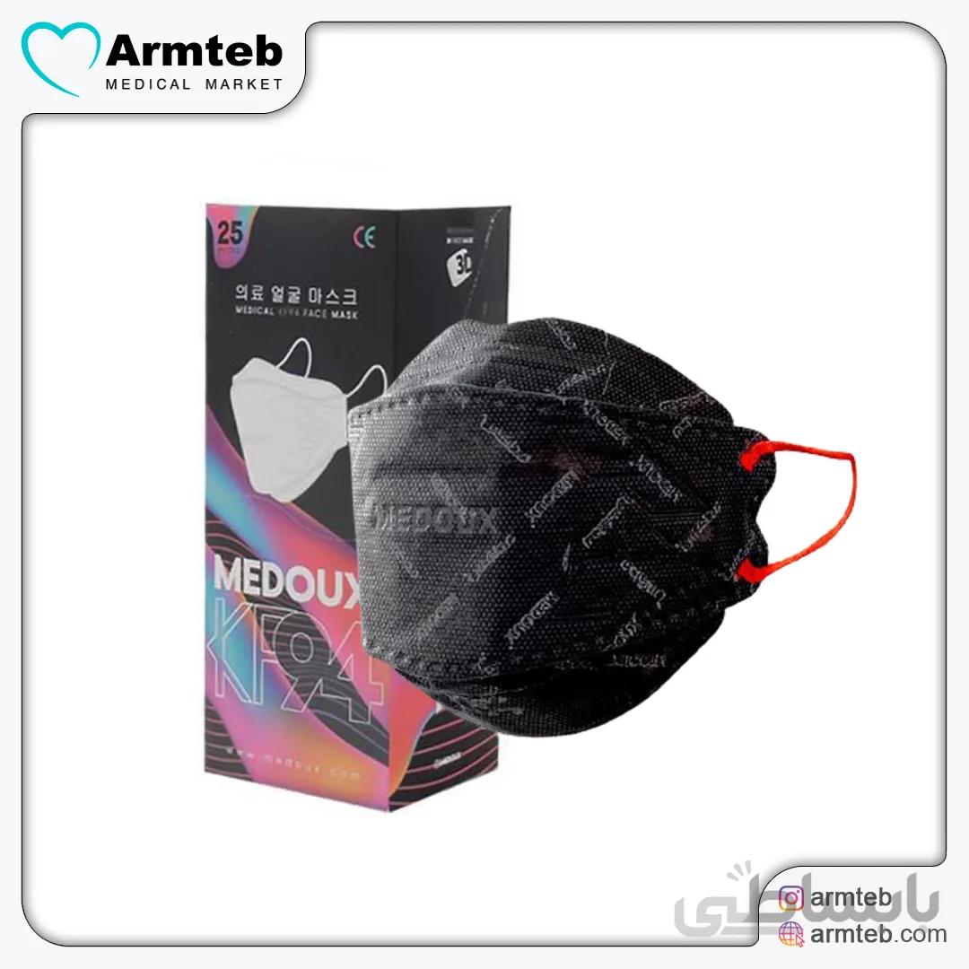 ماسک 5 لایه مداکس فست مدل 3D مشکی بند قرمز بسته 25عددی