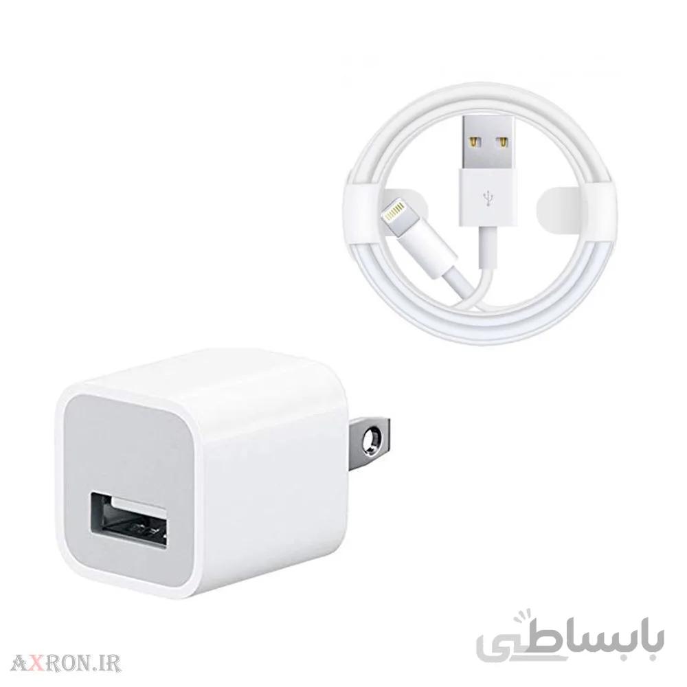 شارژر دیواری آیفون 5 با کابل همراه (Apple iPhone 5) ا Wall Charger For Apple iPhone 5 With Cable Charger
