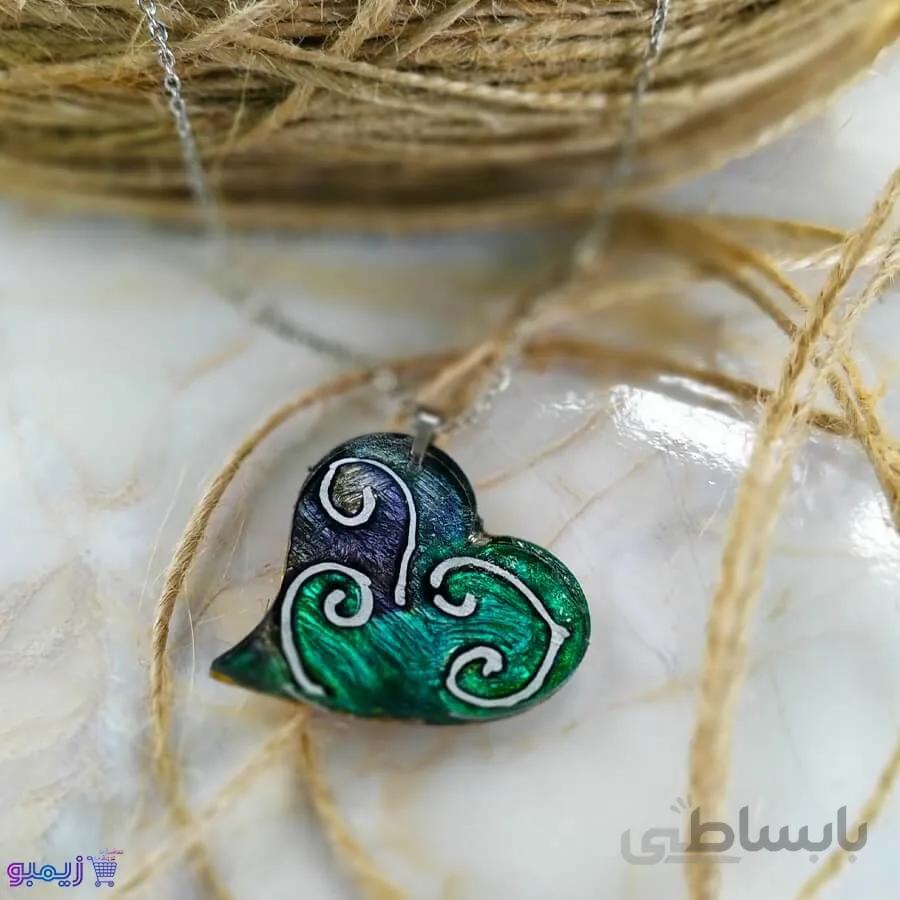 گردنبند قلب سبزآبی
