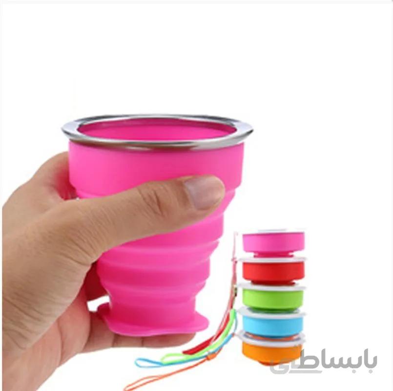 لیوان سیلیکونی تاشو درب دار