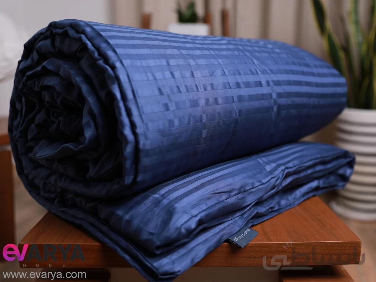 کاور لحاف ساتن کتان راه راه هتلی برند TIFFANY HOME یک نفره سایز 220×160