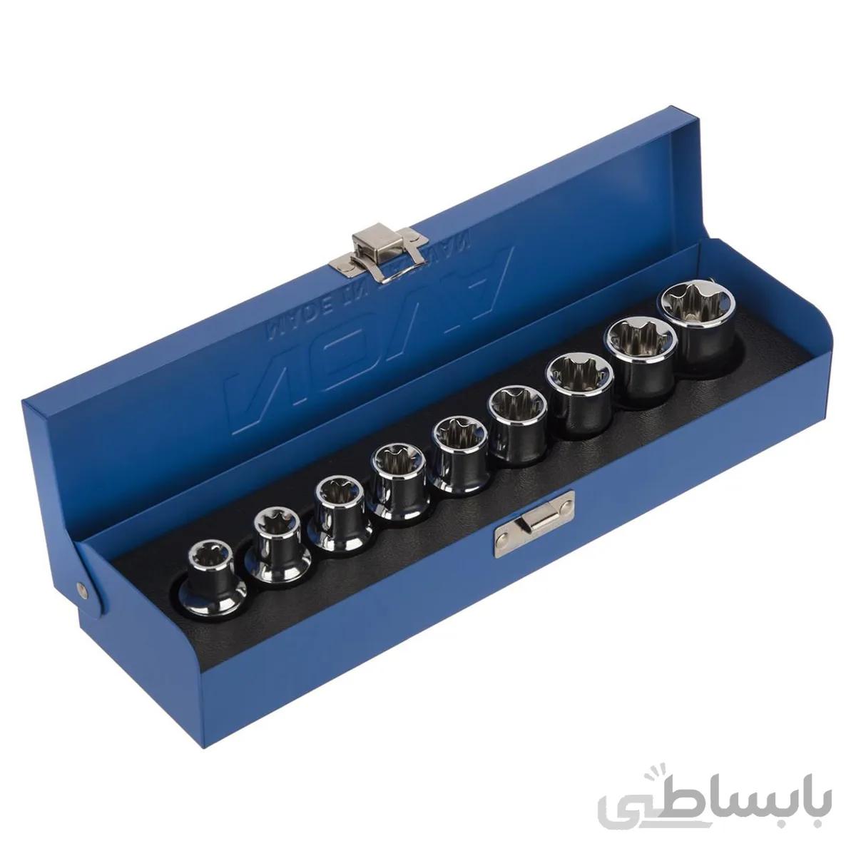جعبه بکس 9 پارچه 1/2 اینچ نووا سری E مدل NTS-7013 ساخت تایوان ا Nova 9 Pcs 1/2 inch E-Socket Set NTS-7013