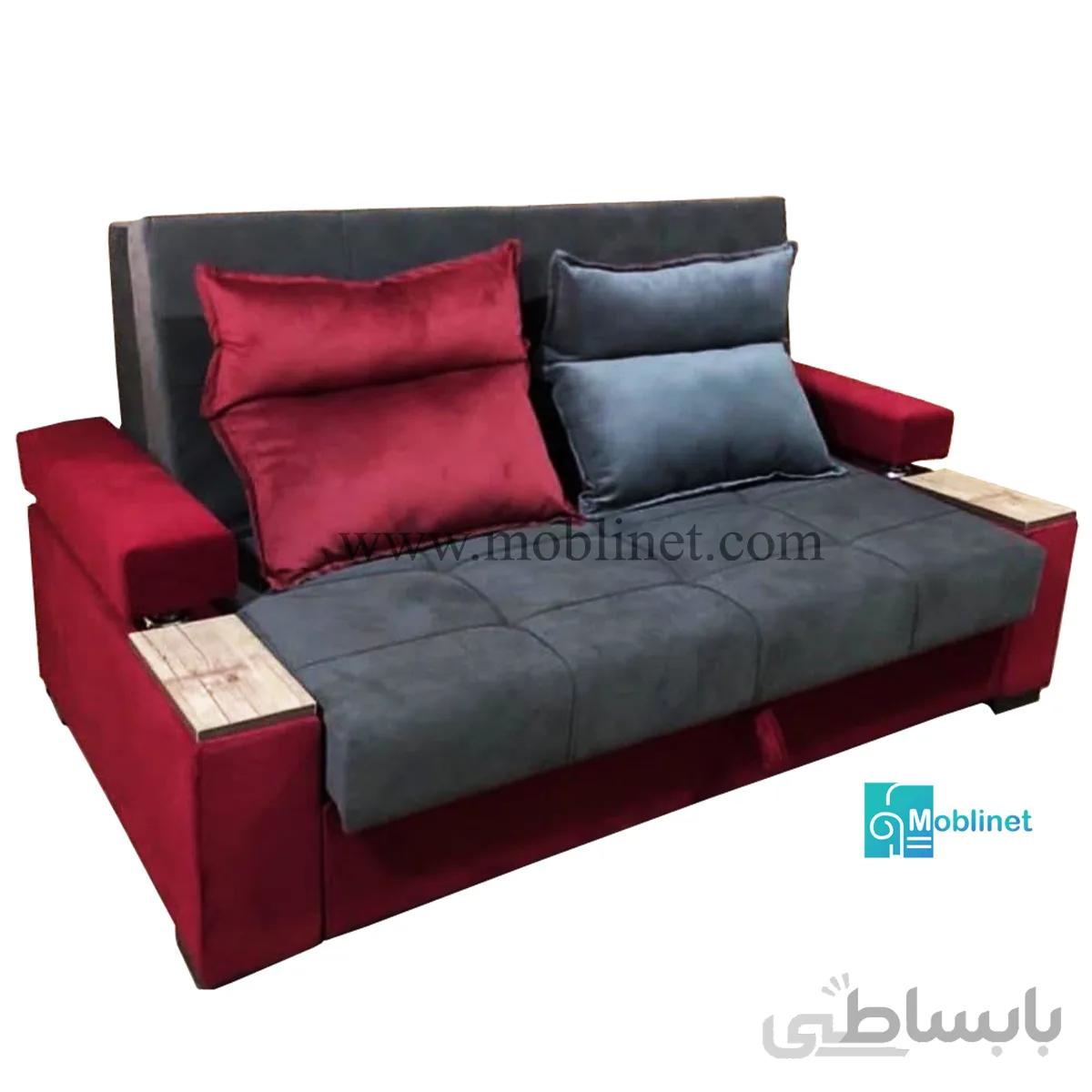 مبل تختخوابشو رایکا دو نفره باکسدار عرض 140