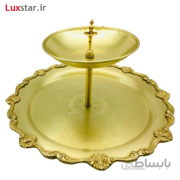 شیرینی خوری دو طبقه برنجی کوچک ایران کادو مدل 1141b ا Irankado B1141 Brass Dish