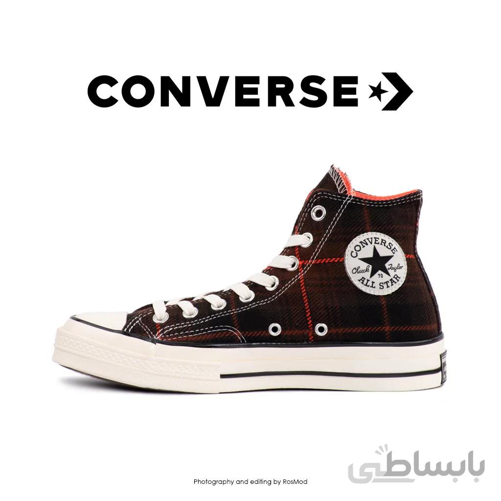 کتانی کانورس آل استار – Converse Plaid Chuck 70 Black/Bright/Crimson Egret