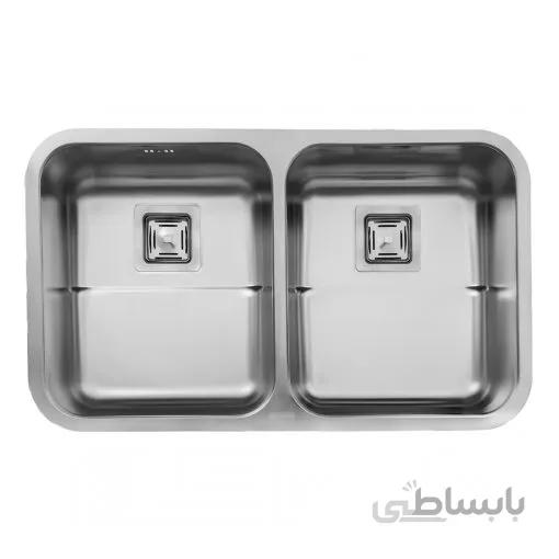 سینک ظرفشویی زیر صفحه ای استیل البرز ا Steel Alborz Double Bowl Sink 935