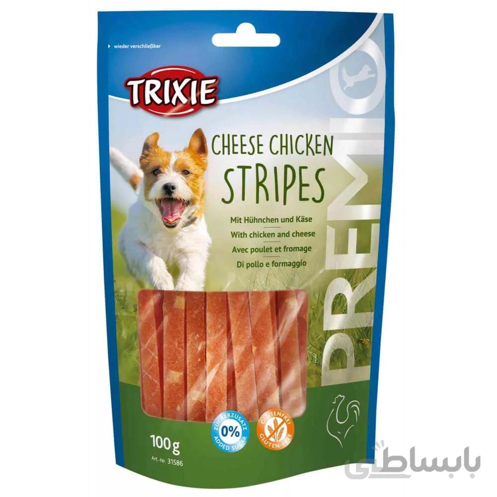 تشویقی سگ تریکسی مدل Cheese Chicken Stripes وزن 100 گرم ا Trixie Cheese Chicken Stripes for Dog 100g