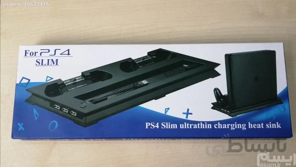 استند عمودی پلی استیشن 4 پرو و شارژر دسته مدل PS4 Pro Vertical Stand YH-16 stand ا YH16 Ultrathin Charging Heat Sink for PS4 Pro Vertical Stand Cooler with Fan