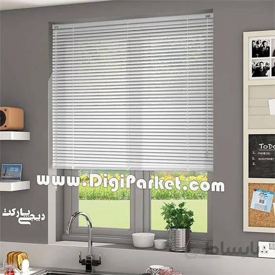 پرده کرکره فلزی طوسی کم رنگ ۱۶ میلیمتری P2