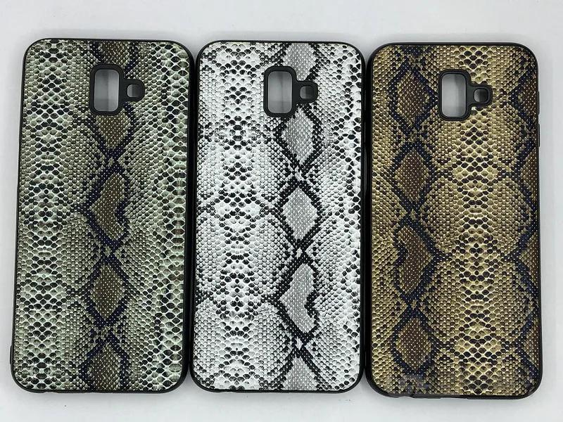 کاور قاب محافظ لاکچری سامسونگ جی 6 پلاس طرح پوست ماری مناسب Snake Skin Leather Case For Samsung J610 Galaxy j6 plus