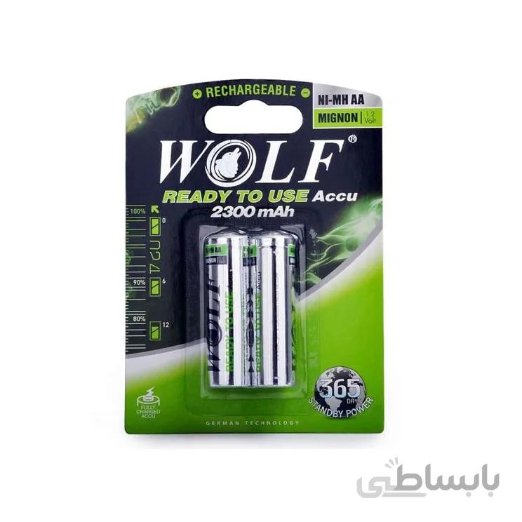 باتری قلم شارژی 2 عددی کارتی Wolf 2300mAh