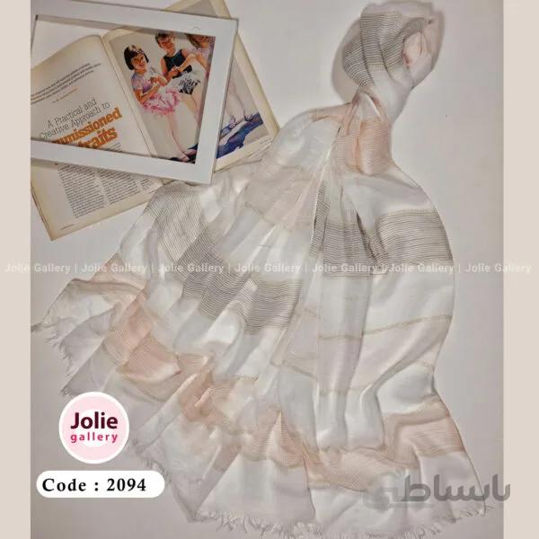 شال نخ کتان لمه دار کد 2094