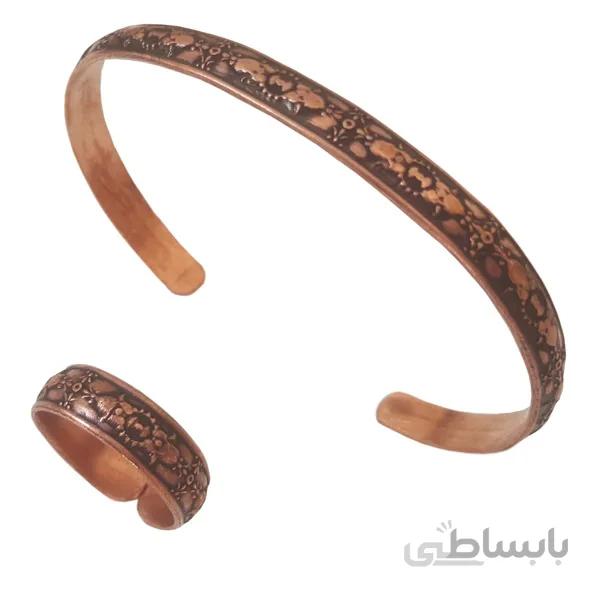 ست دستبند انگشتر مسی مفتولی گل میخک کد jw66.2