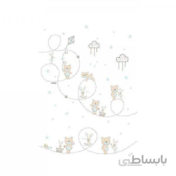 پرده اتاق کودک saint clair خرس و خرگوش کاروسل آبی کد 115099
