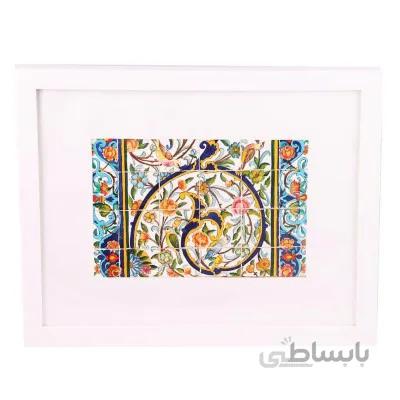 تابلو نقاشی طرح کاشی گل و مرغ