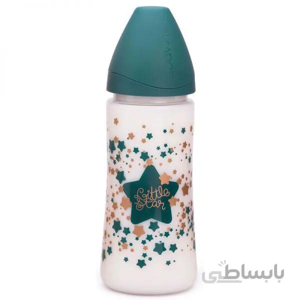 شیشه شیر 360 میل طرح ستاره سبز با 2 سرشیشه سواوینکس Suavinex
