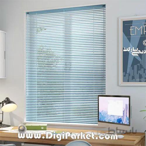 پرده کرکره فلزی فیروزه ای ساده ۲۵ میلیمتری P20