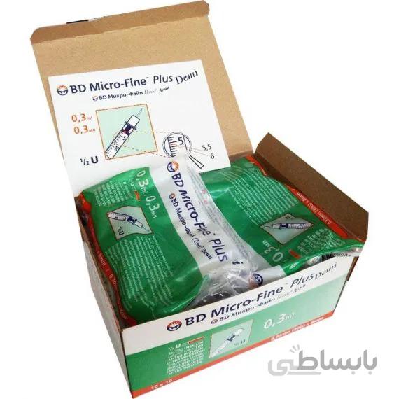 سرنگ انسولین بی دی BD بسته ۱۰۰ عددی ۰.۳ سی سی