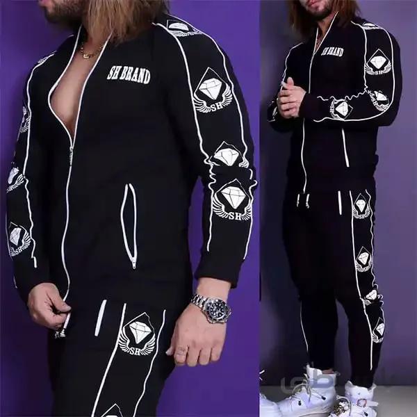 ست مردانه کد 180 سویشرت و شلوار طرح اس اچ برند رنگ مشکی ا Men's set code 180 Sweatshirt and pants design SH brand black color