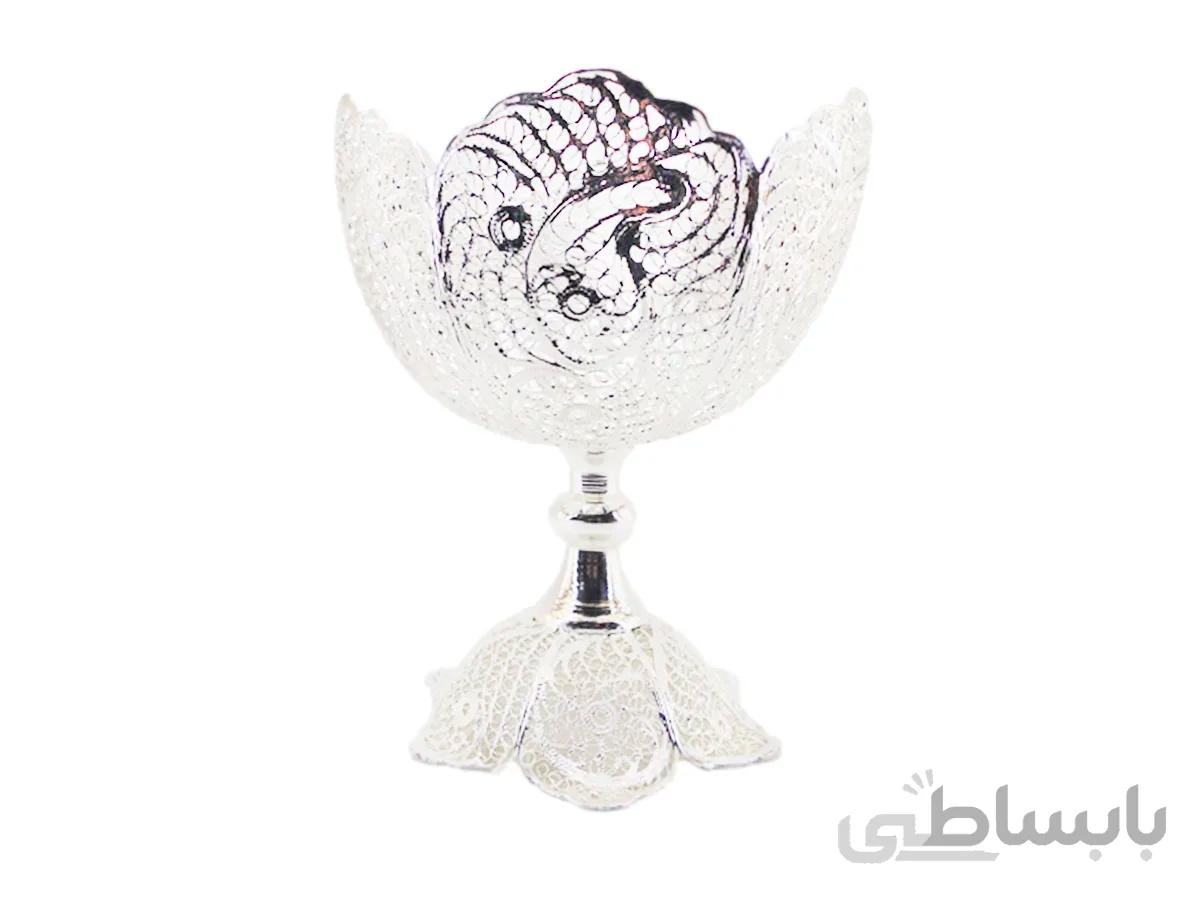 کاسه آجیل خوری پایه دار ملیله کاری
