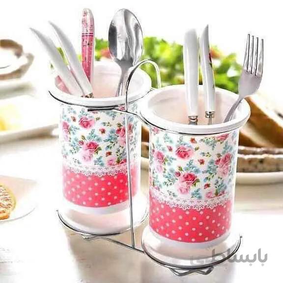 جا قاشقی دوقلو استند دار طرح سرامیک