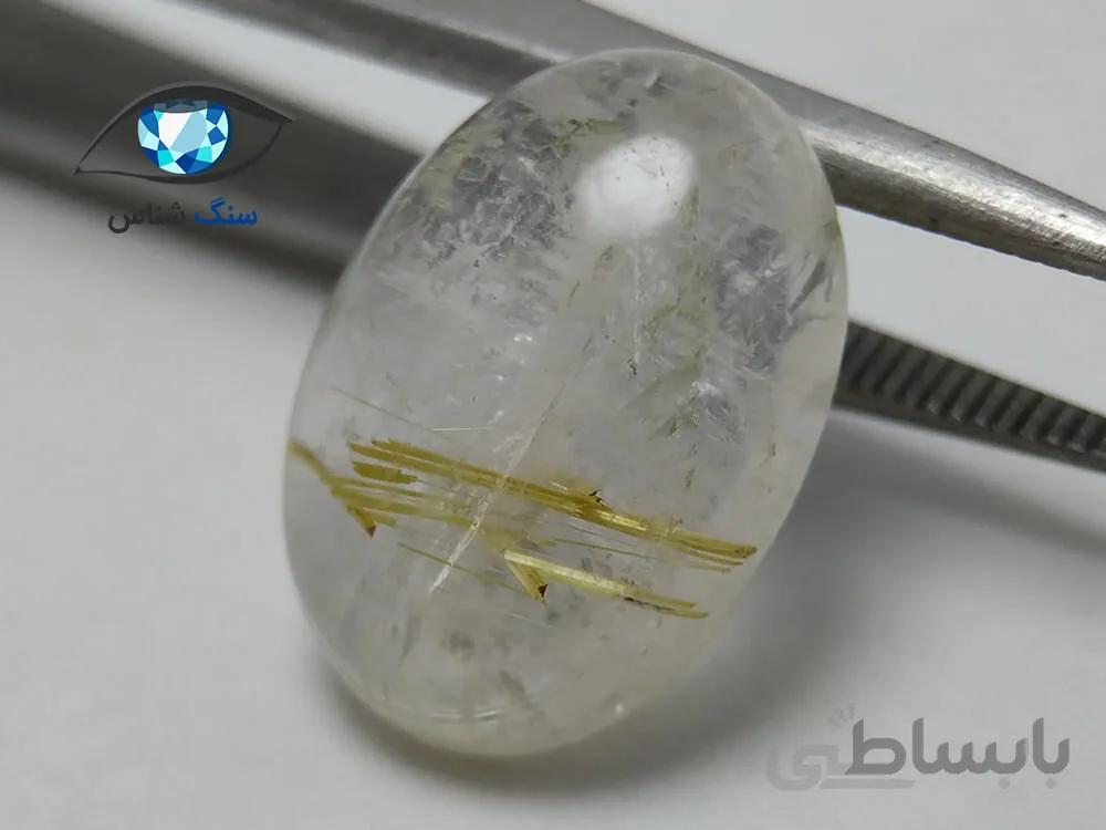 کوارتز روتایل طلایی بیضی 2.8 گرم
