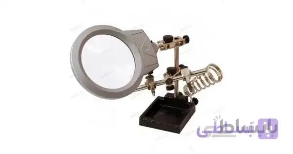گیره مونتاژ ذره‏ بین بزرگ چراغدار + پایه هویه 10M