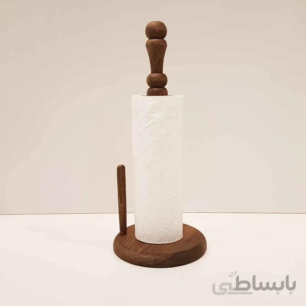 جا دستمال رولی چوبی بزرگ رنگ قهوه ای