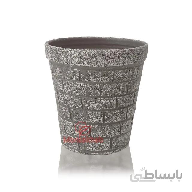 گلدان سفالی استوانه طرح آجرچین
