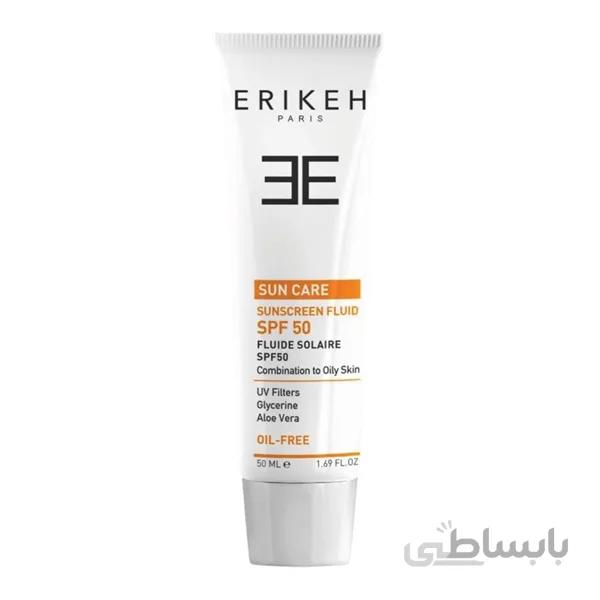 فلوئید ضدآفتاب بیرنگ مخصوص پوست مختلط تا چرب اریکه ا SUNSCREEN COMBINATION TO OILY SKIN 50ml ERIKEH کد 303264
