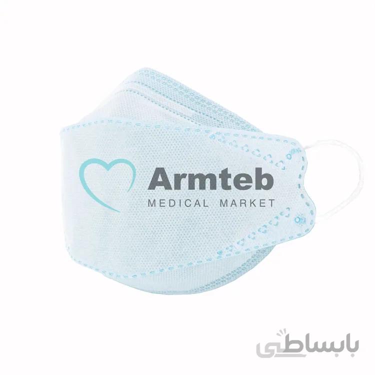 ماسک 4 لایه فست مدل 3D آبی آسمانی-کش آبی  بسته 25عددی
