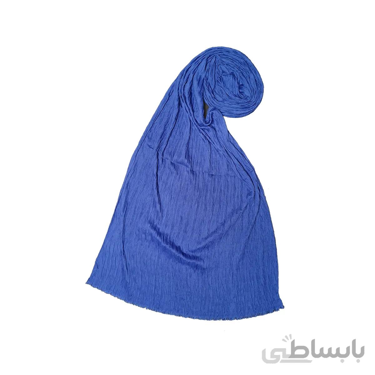 شال پلیسه نخی آبی پررنگ