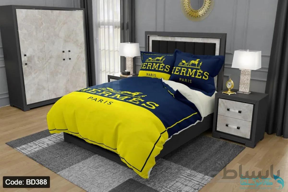 روتختی طرح hermes برند دکو کد BD388 | دارای قابلیت تغییر رنگ پشت لحاف و ملحفه