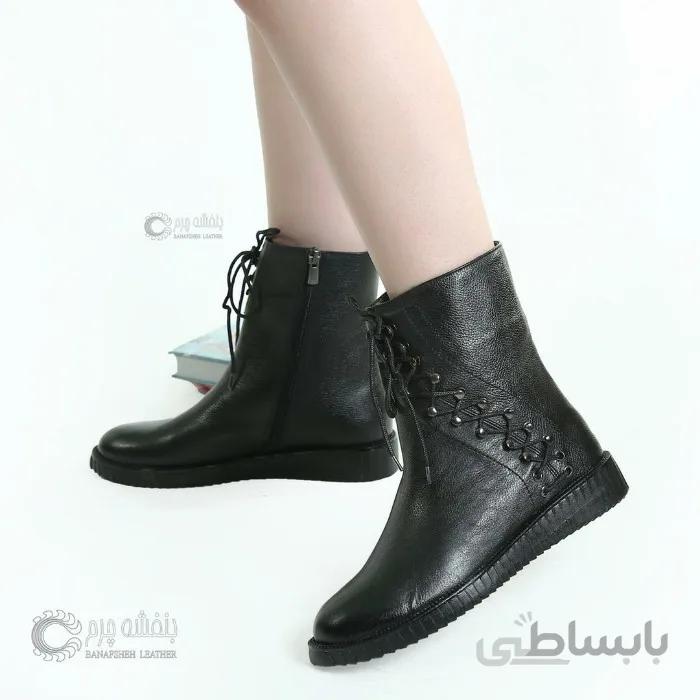 بوت زنانه چرم رزی